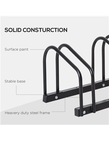 HOMCOM Bike Stand for Parking, Floor or Wall Mount Bicycle Storage Locking Stand, 76L x 33W x 27H, Black AA0-023V01BK
