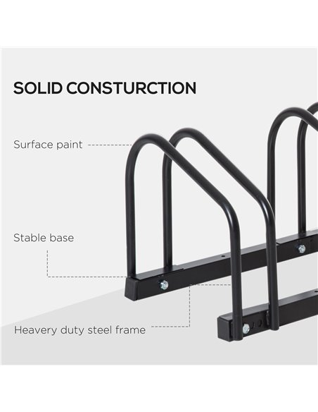 HOMCOM Bike Stand for Parking, Floor or Wall Mount Bicycle Storage Locking Stand, 76L x 33W x 27H, Black AA0-023V01BK - pic 93744 | FastDaddyshop