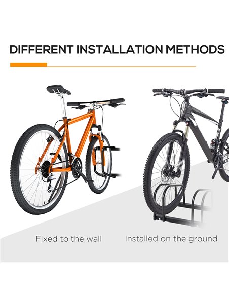 HOMCOM Bike Stand for Parking, Floor or Wall Mount Bicycle Storage Locking Stand, 76L x 33W x 27H, Black AA0-023V01BK - pic 93745 | FastDaddyshop