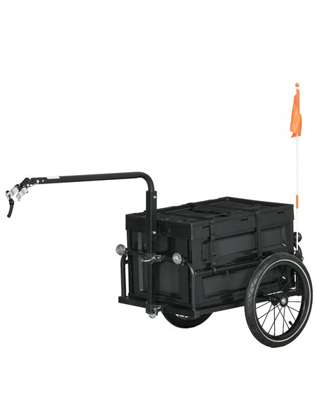 HOMCOM Steel Trailer for Bike, Bicycle Cargo Trailer with 65L Foldable Storage Box and Safe Reflectors, Max Load 40KG, Black B71 - pic 93746 | FastDaddyshop