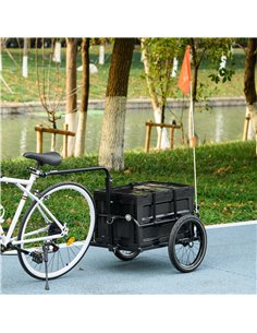 HOMCOM Steel Trailer for Bike, Bicycle Cargo Trailer with 65L Foldable Storage Box and Safe Reflectors, Max Load 40KG, Black B71 2