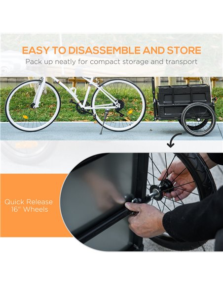 HOMCOM Steel Trailer for Bike, Bicycle Cargo Trailer with 65L Foldable Storage Box and Safe Reflectors, Max Load 40KG, Black B71 - pic 93752 | FastDaddyshop