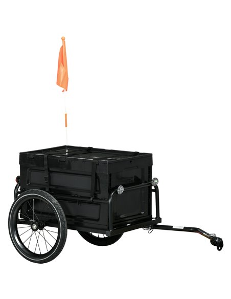 HOMCOM Steel Trailer for Bike, Bicycle Cargo Trailer with 65L Storage Box and Foldable Frame, Max Load 40KG, Black B71-062V00BK - pic 93755 | FastDaddyshop