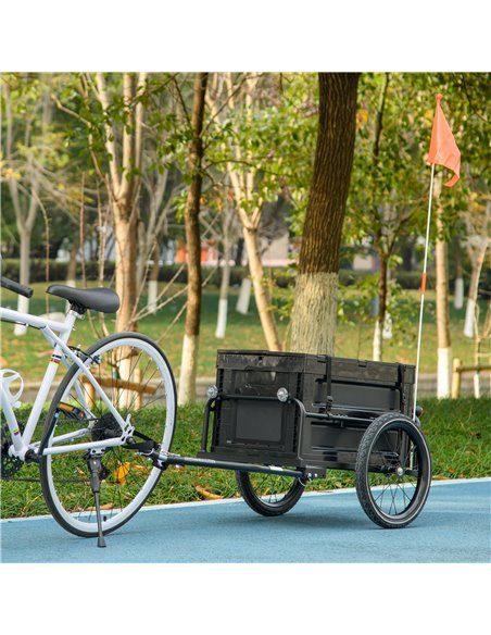 HOMCOM Steel Trailer for Bike, Bicycle Cargo Trailer with 65L Storage Box and Foldable Frame, Max Load 40KG, Black B71-062V00BK - pic 93756 | FastDaddyshop
