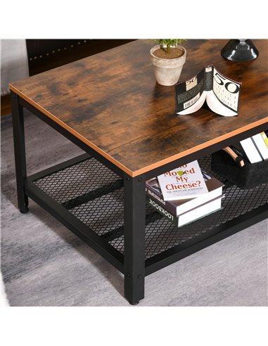 HOMCOM Coffee Table Industrial Site table Living Room Storage Shelf Metal Frame Two-tone Modern Organiser