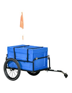 HOMCOM Steel Trailer for Bike, Bicycle Cargo Trailer with 65L Storage Box and Foldable Frame, Max Load 40KG, Blue B71-062V00BU
