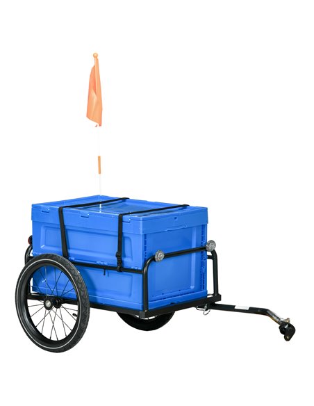 HOMCOM Steel Trailer for Bike, Bicycle Cargo Trailer with 65L Storage Box and Foldable Frame, Max Load 40KG, Blue B71-062V00BU - pic 93764 | FastDaddyshop
