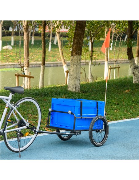 HOMCOM Steel Trailer for Bike, Bicycle Cargo Trailer with 65L Storage Box and Foldable Frame, Max Load 40KG, Blue B71-062V00BU - pic 93765 | FastDaddyshop