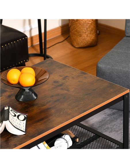HOMCOM Coffee Table Industrial Site table Living Room Storage Shelf Metal Frame Two-tone Modern Organiser - pic 9377 | FastDaddyshop