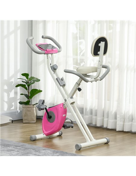 HOMCOM Folding Exercise Bike, 8 Level Magnetic Resistance Indoor Stationary Bike, Upright Adjustable Fitness Bike w/ Backrest Ta - pic 93774 | FastDaddyshop
