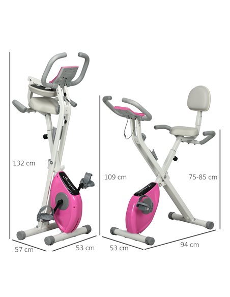 HOMCOM Folding Exercise Bike, 8 Level Magnetic Resistance Indoor Stationary Bike, Upright Adjustable Fitness Bike w/ Backrest Ta - pic 93775 | FastDaddyshop