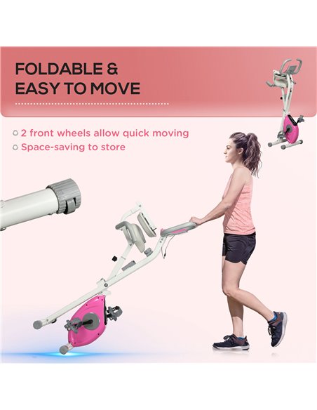 HOMCOM Folding Exercise Bike, 8 Level Magnetic Resistance Indoor Stationary Bike, Upright Adjustable Fitness Bike w/ Backrest Ta - pic 93777 | FastDaddyshop