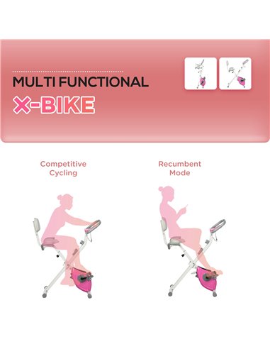 HOMCOM Folding Exercise Bike, 8 Level Magnetic Resistance Indoor Stationary Bike, Upright Adjustable Fitness Bike w/ Backrest Ta
