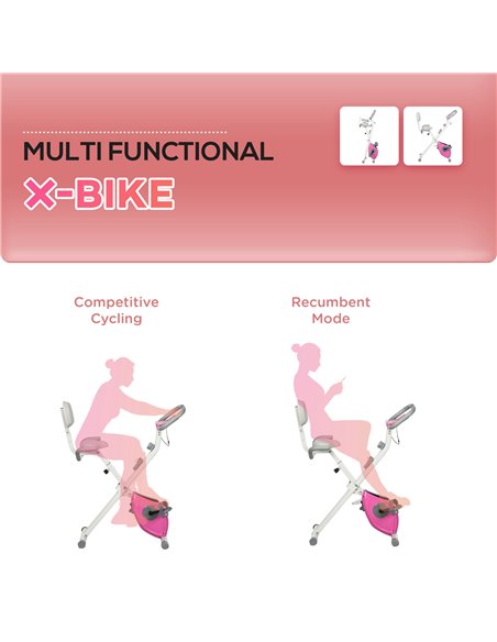 HOMCOM Folding Exercise Bike, 8 Level Magnetic Resistance Indoor Stationary Bike, Upright Adjustable Fitness Bike w/ Backrest Ta - pic 93780 | FastDaddyshop
