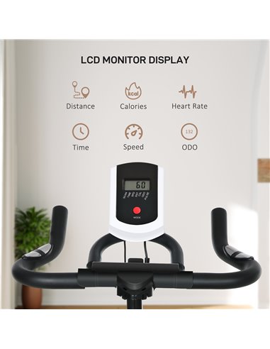 HOMCOM Exercise Bike, Indoor Cycling Bike for Home Use, Stationary Bike w/ LCD Display & Heart Rate Sensor, Fitness Bike for Hom