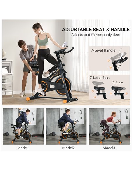 HOMCOM Exercise Bike, Indoor Cycling Bike for Home Use, Stationary Bike w/ LCD Display & Heart Rate Sensor, Fitness Bike for Hom - pic 93796 | FastDaddyshop