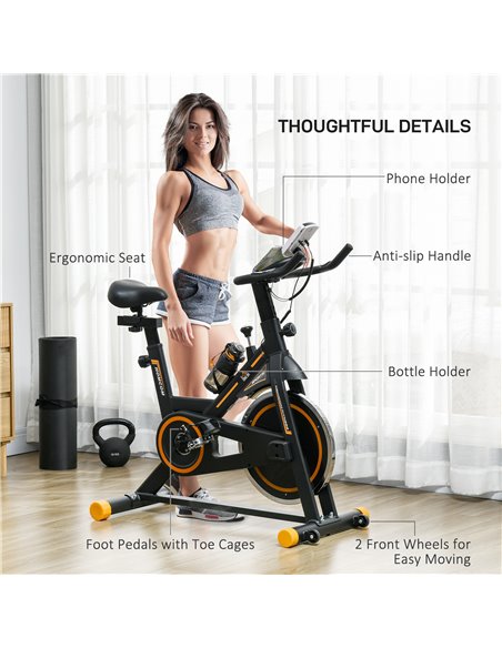 HOMCOM Exercise Bike, Indoor Cycling Bike for Home Use, Stationary Bike w/ LCD Display & Heart Rate Sensor, Fitness Bike for Hom - pic 93797 | FastDaddyshop