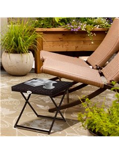 Outsunny Garden Small Folding Square Rattan Coffee Table, Brown 2