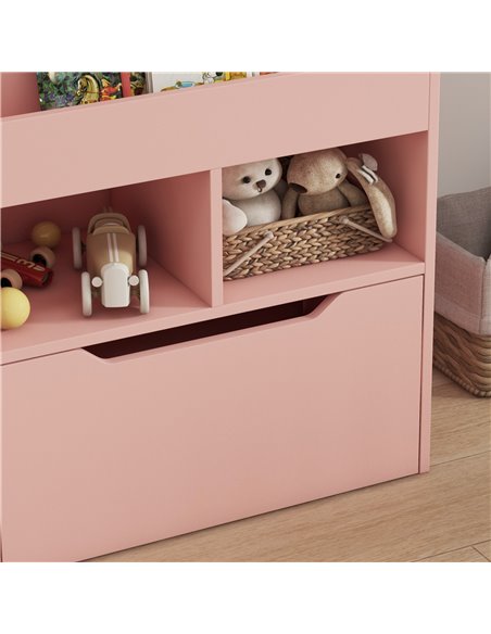 HOMCOM Kids Bookshelf, Toy Organiser, with Storage Drawer, Wheels - Pink 311-048V80PK - pic 93807 | FastDaddyshop