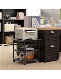 HOMCOM 3-Tier Printer Stand with Storage Shelf, Mobile Printer Table on Wheels, 50 x 50 x 52.5cm Rolling Printer Cart for Office 2