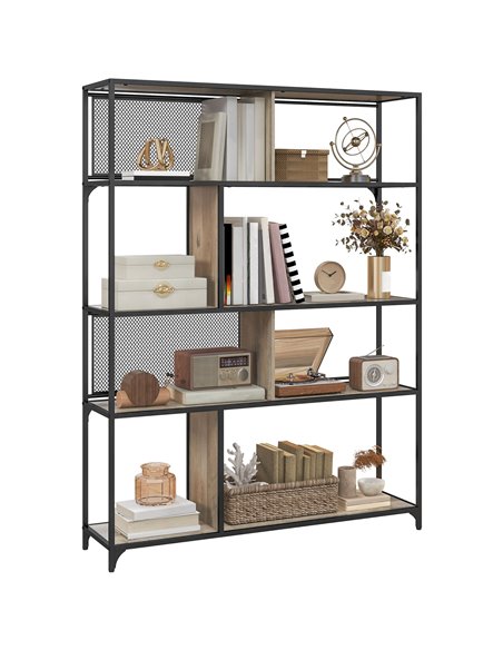 HOMCOM 5 Tier Book Shelf with Sliding Mesh Doors, Industrial Storage Shelves, Metal Shelving Unit for Living Room, Study, Bedroo - pic 93818 | FastDaddyshop