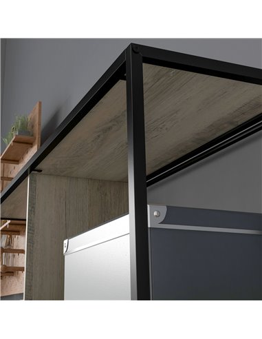 HOMCOM 5 Tier Book Shelf with Sliding Mesh Doors, Industrial Storage Shelves, Metal Shelving Unit for Living Room, Study, Bedroo