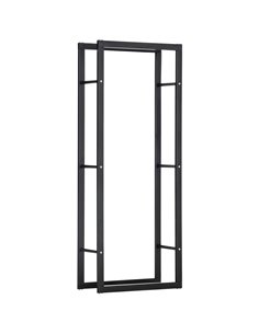 HOMCOM Metal Firewood Log Holder Tall Firewood Rack Indoor Outdoor Fireplace Wood Storage Shelf, Black, 60Wx25Dx150Hcm 820-148