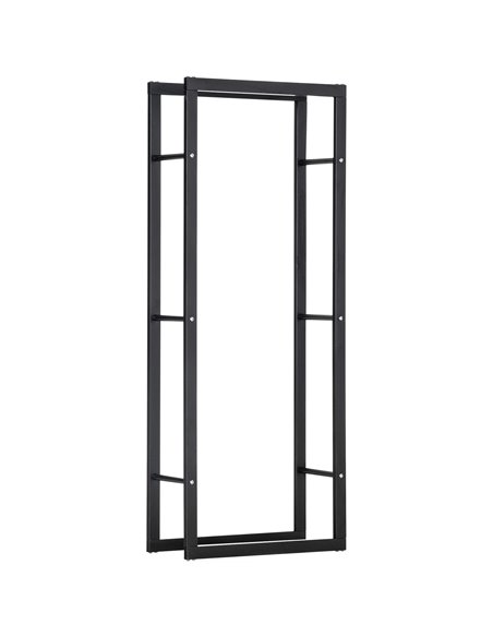 HOMCOM Metal Firewood Log Holder Tall Firewood Rack Indoor Outdoor Fireplace Wood Storage Shelf, Black, 60Wx25Dx150Hcm 820-148 - pic 93827 | FastDaddyshop