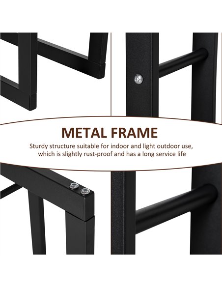 HOMCOM Metal Firewood Log Holder Tall Firewood Rack Indoor Outdoor Fireplace Wood Storage Shelf, Black, 60Wx25Dx150Hcm 820-148 - pic 93832 | FastDaddyshop