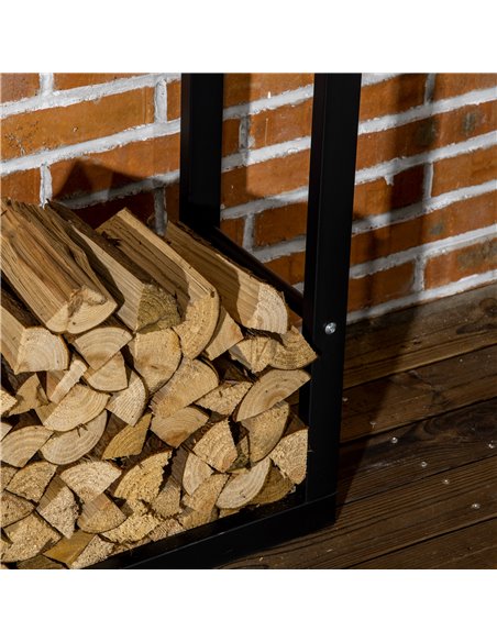 HOMCOM Metal Firewood Log Holder Tall Firewood Rack Indoor Outdoor Fireplace Wood Storage Shelf, Black, 60Wx25Dx150Hcm 820-148 - pic 93833 | FastDaddyshop