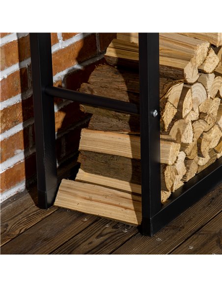 HOMCOM Metal Firewood Log Holder Tall Firewood Rack Indoor Outdoor Fireplace Wood Storage Shelf, Black, 60Wx25Dx150Hcm 820-148 - pic 93834 | FastDaddyshop