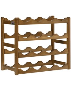 HOMCOM Free Standing Bamboo Wine Rack with 16 Bottles Holder, 4-tier Water Bottle Organizer, Display Shelf for Countertop, Home 
