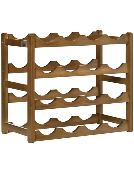 HOMCOM Free Standing Bamboo Wine Rack with 16 Bottles Holder, 4-tier Water Bottle Organizer, Display Shelf for Countertop, Home  - pic 93845 | FastDaddyshop