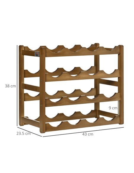 HOMCOM Free Standing Bamboo Wine Rack with 16 Bottles Holder, 4-tier Water Bottle Organizer, Display Shelf for Countertop, Home  - pic 93847 | FastDaddyshop