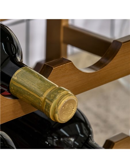 HOMCOM Free Standing Bamboo Wine Rack with 16 Bottles Holder, 4-tier Water Bottle Organizer, Display Shelf for Countertop, Home  - pic 93853 | FastDaddyshop