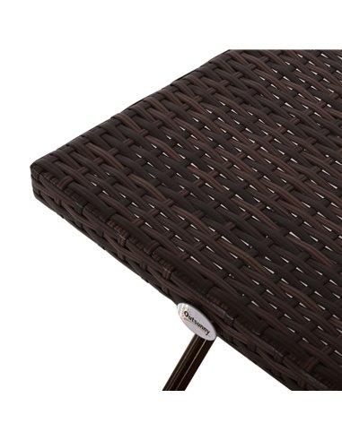 Outsunny Garden Small Folding Square Rattan Coffee Table Bistro Balcony Outdoor Wicker Weave Side Table 40H x 40L x 40Wcm Brown