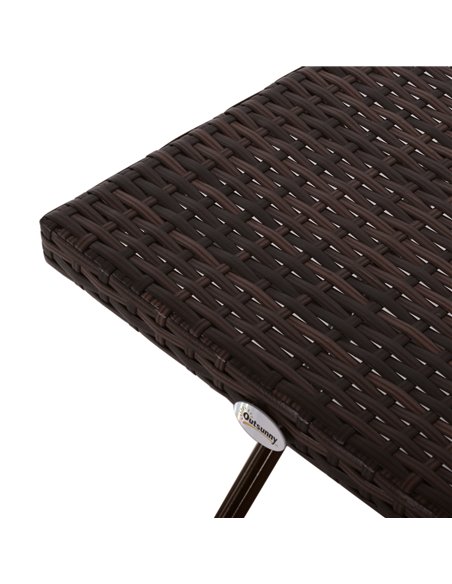 Outsunny Garden Small Folding Square Rattan Coffee Table Bistro Balcony Outdoor Wicker Weave Side Table 40H x 40L x 40Wcm Brown - pic 9386 | FastDaddyshop