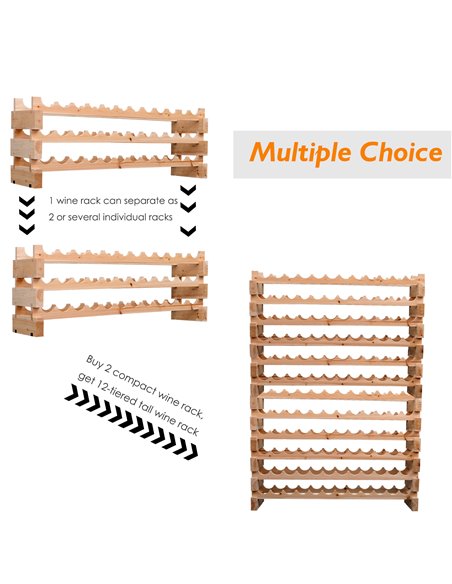 HOMCOM Wooden Wine Rack 6 Tier Shelf for 72 Bottles Shelving Storage Holder 05-0011 - pic 93860 | FastDaddyshop