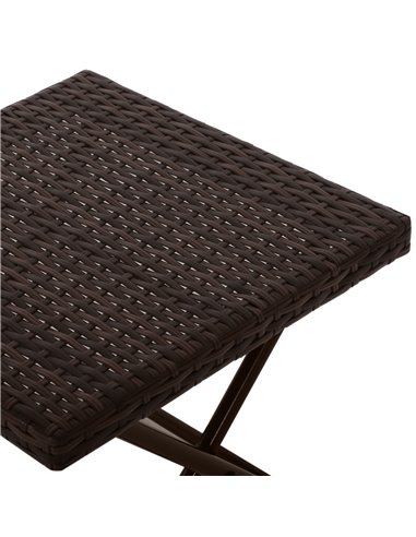 Outsunny Garden Small Folding Square Rattan Coffee Table Bistro Balcony Outdoor Wicker Weave Side Table 40H x 40L x 40Wcm Brown