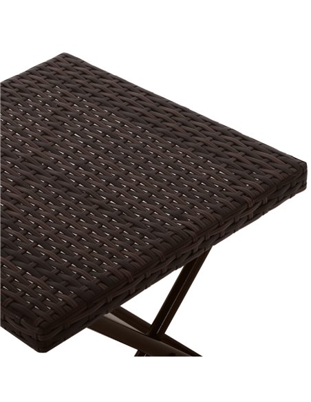 Outsunny Garden Small Folding Square Rattan Coffee Table Bistro Balcony Outdoor Wicker Weave Side Table 40H x 40L x 40Wcm Brown - pic 9387 | FastDaddyshop