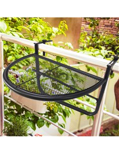 Outsunny Semi-Circular Attachable Balcony Hanging Coffee Table with Adjustable Side 2