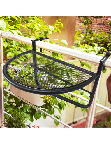 Outsunny Semi-Circular Attachable Balcony Hanging Coffee Table Adjustable Side Metal Table