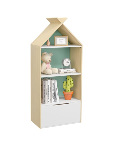 AIYAPLAY Kids Bookshelf with 3 Shelves, Drawer, Anti-tip Device, Anti-Slip Foot Cover, for Kids Room, Green 311-069V80GN - pic 93881 | FastDaddyshop
