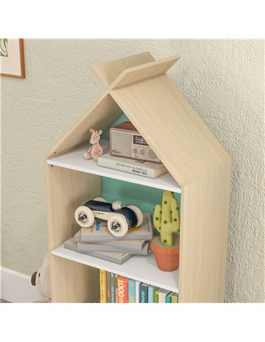 AIYAPLAY Kids Bookshelf with 3 Shelves, Drawer, Anti-tip Device, Anti-Slip Foot Cover, for Kids Room, Green 311-069V80GN