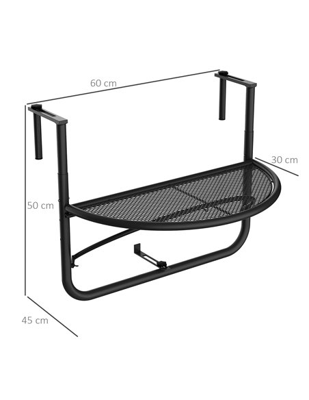 Outsunny Semi-Circular Attachable Balcony Hanging Coffee Table Adjustable Side Metal Table - pic 9389 | FastDaddyshop