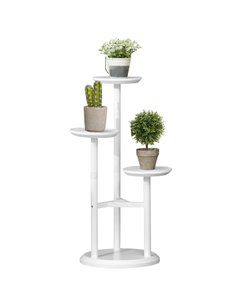 Outsunny 3-Tier Plant Stand, Plant Shelf Rack,  Bamboo Display Stand, 46x46x86cm, White 845-811V00WT