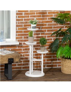 Outsunny 3-Tier Plant Stand, Plant Shelf Rack,  Bamboo Display Stand, 46x46x86cm, White 845-811V00WT 2