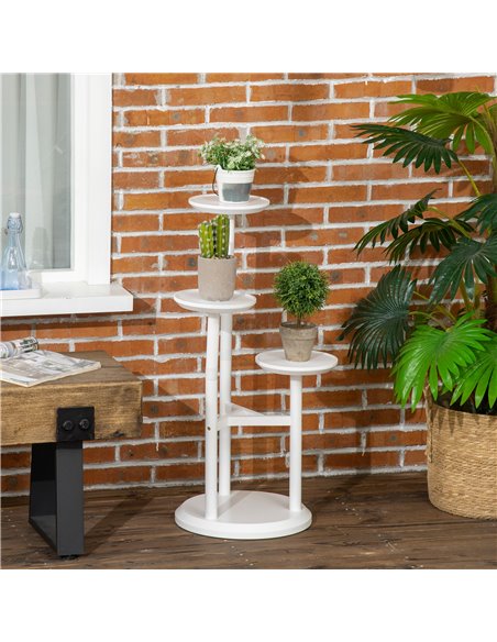 Outsunny 3-Tier Plant Stand, Plant Shelf Rack,  Bamboo Display Stand, 46x46x86cm, White 845-811V00WT - pic 93909 | FastDaddyshop