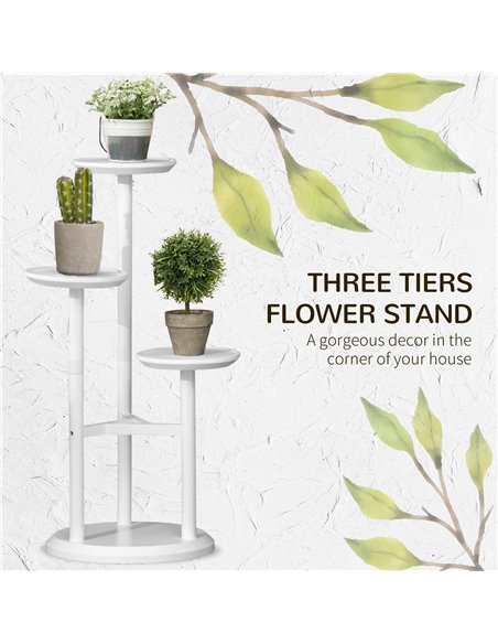 Outsunny 3-Tier Plant Stand, Plant Shelf Rack,  Bamboo Display Stand, 46x46x86cm, White 845-811V00WT - pic 93911 | FastDaddyshop