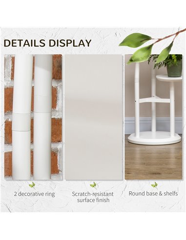 Outsunny 3-Tier Plant Stand, Plant Shelf Rack,  Bamboo Display Stand, 46x46x86cm, White 845-811V00WT
